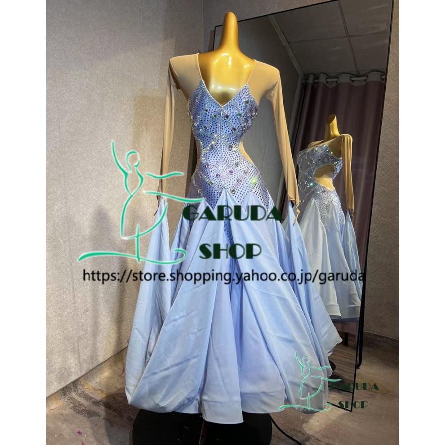 Garuda SHOP　レディース社交ダンス衣装　競技ドレス　ワルツドレス高級品　発表会用演出服パーティードレスワンピース　セミオーダー可　品番5454_1