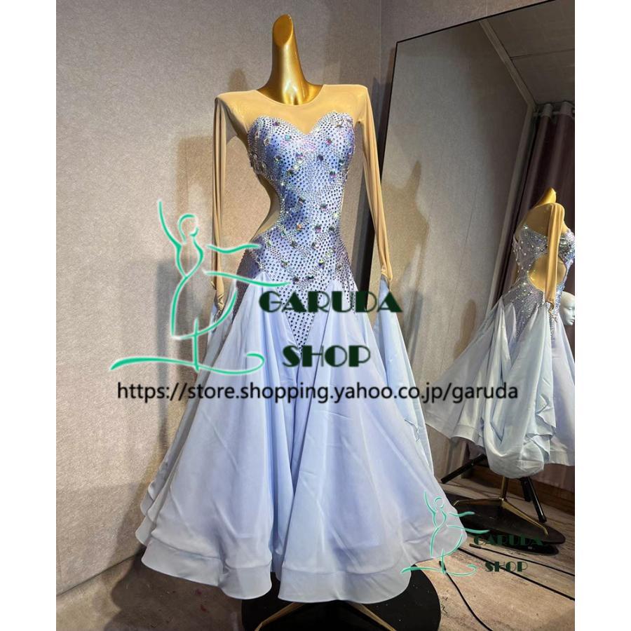 Garuda SHOP　レディース社交ダンス衣装　競技ドレス　ワルツドレス高級品　発表会用演出服パーティードレスワンピース　セミオーダー可　品番5454_2