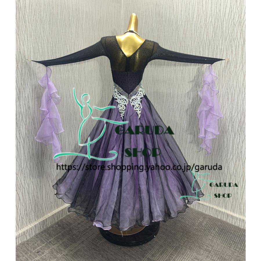 【美品 社交ダンス衣装】ワンピース ドレス パーティー衣装 ステージ衣装 紫 黒 楽天市場】社交ダンス ワンピース モダンドレス 黒 大きいサイズ 長袖