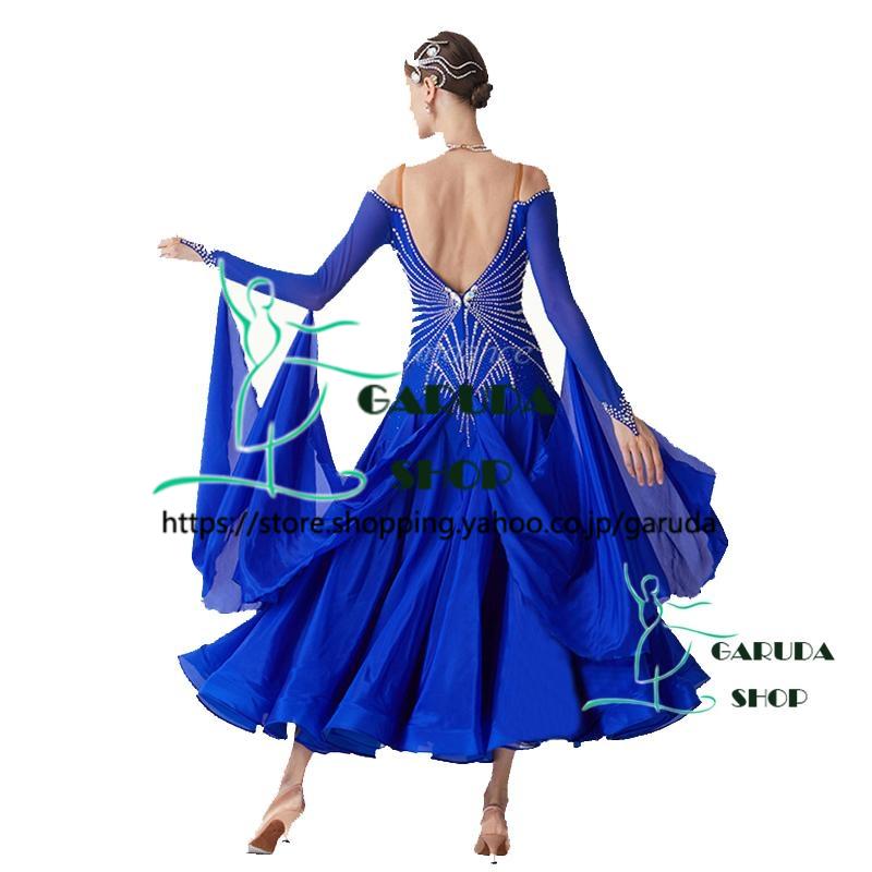 Garuda SHOP レディース社交ダンス衣装 競技ドレス ワルツドレス高級品 発表会用演出服パーティードレスワンピース セミオーダー可 品番5726の画像