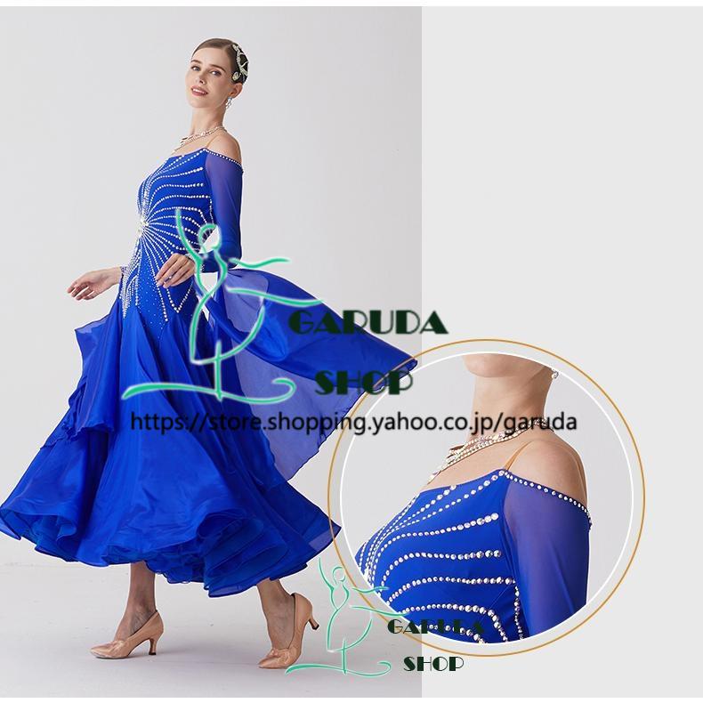 Garuda SHOP レディース社交ダンス衣装 競技ドレス ワルツドレス高級品 発表会用演出服パーティードレスワンピース セミオーダー可 品番5726の画像