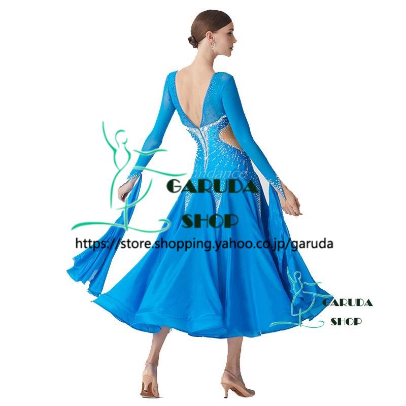 Garuda SHOP レディース社交ダンス衣装 競技ドレス ワルツドレス高級品 発表会用演出服パーティードレスワンピース セミオーダー可 品番5727の画像