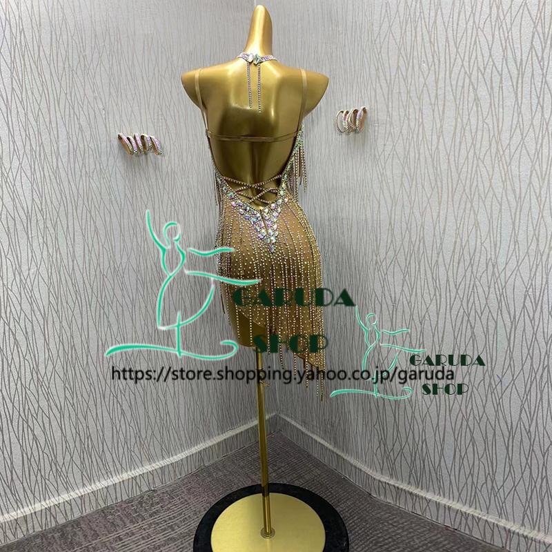 Garuda SHOP レディース社交ダンス衣装 競技ドレス ラテンドレス 高級品 発表会用演出服パーティードレス サイズ調整可 品番5795の画像