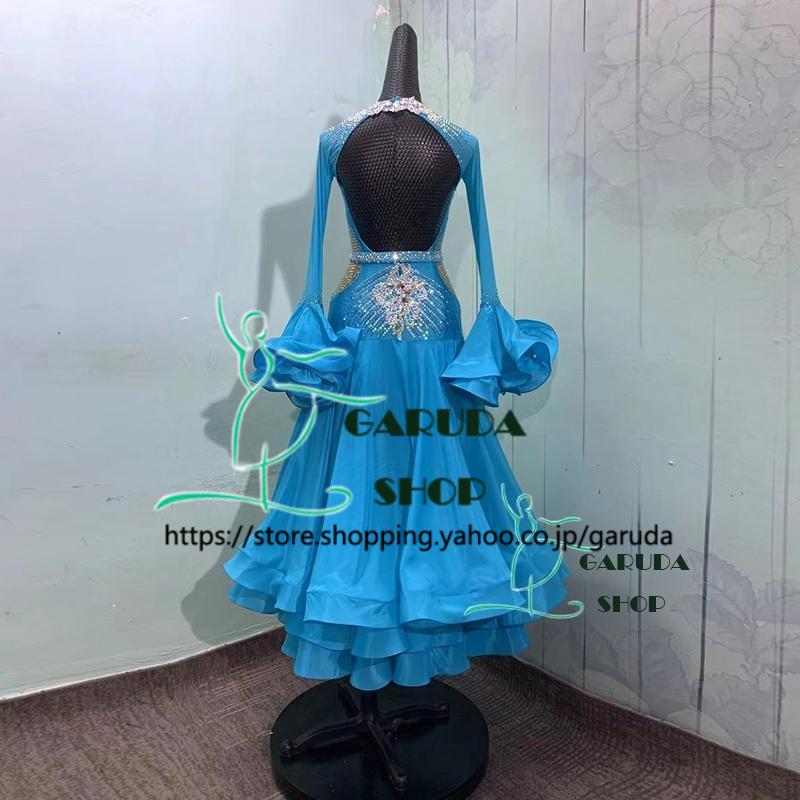 Garuda SHOP レディース社交ダンス衣装 競技ドレス ワルツドレス高級品 発表会用演出服パーティードレスワンピース セミオーダー可 品番5945の画像