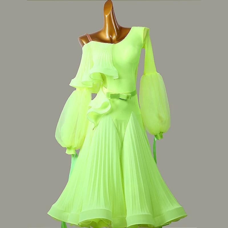 Garuda SHOP　レディース社交ダンス衣装　競技ドレス　ワルツドレス高級品　発表会用演出服パーティードレスワンピース　セミオーダー可　4色選択可　品番6217_3