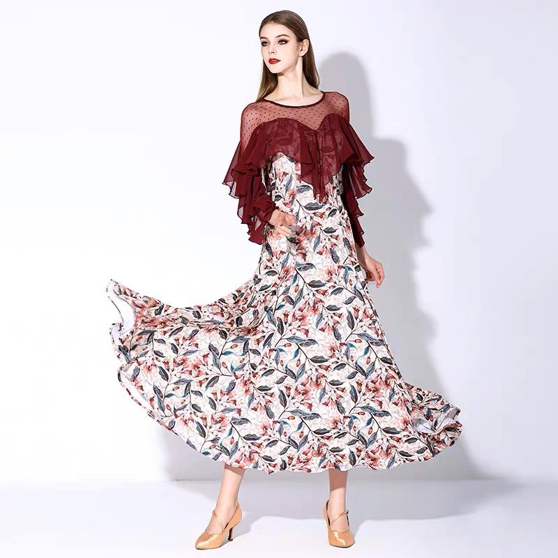 社交ダンス衣装 モダンドレス ロングワンピース モダン ダンス専用生地 Garuda SHOP 社交ダンス衣装 レディースダンスレッスン練習ドレス