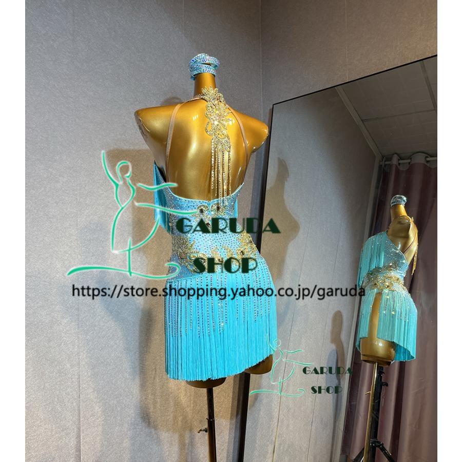 Garuda SHOP レディース社交ダンス衣装 競技ドレス ラテンドレス 高級品 発表会用演出服パーティードレス サイズ調整可 2色 品番6307の画像