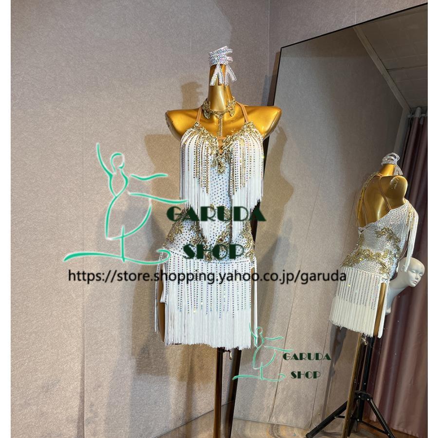 Garuda SHOP レディース社交ダンス衣装 競技ドレス ラテンドレス 高級品 発表会用演出服パーティードレス サイズ調整可 2色 品番6307の画像