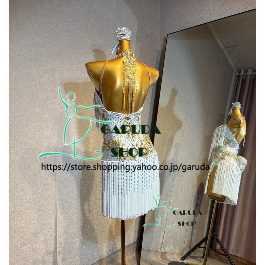 Garuda SHOP レディース社交ダンス衣装 競技ドレス ラテンドレス 高級品 発表会用演出服パーティードレス サイズ調整可 2色 品番6307の画像