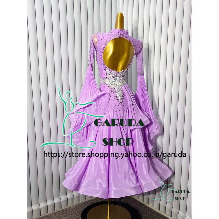 Garuda SHOP レディース社交ダンス衣装 競技ドレス ワルツドレス高級品 発表会用演出服パーティードレスワンピース セミオーダー可 品番6364の画像