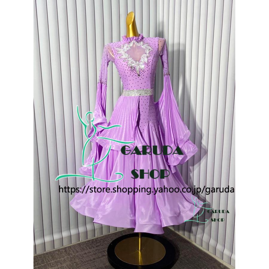 Garuda SHOP レディース社交ダンス衣装 競技ドレス ワルツドレス高級品 発表会用演出服パーティードレスワンピース セミオーダー可 品番6364の画像