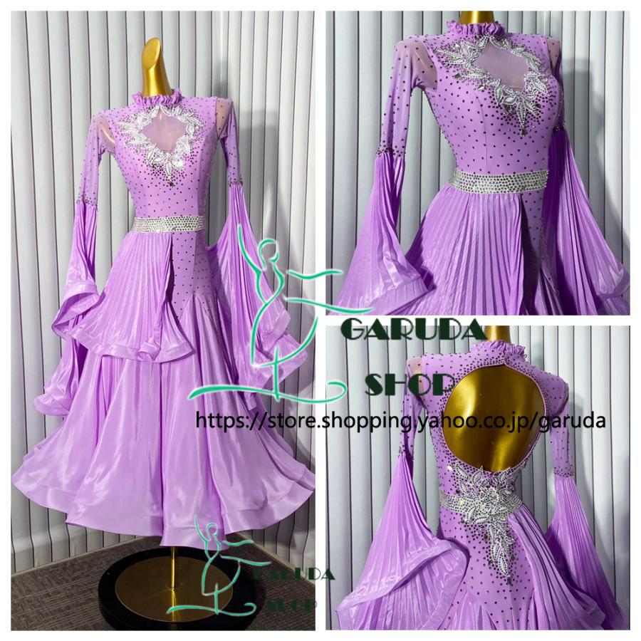 Garuda SHOP レディース社交ダンス衣装 競技ドレス ワルツドレス高級品 発表会用演出服パーティードレスワンピース セミオーダー可 品番6364の画像