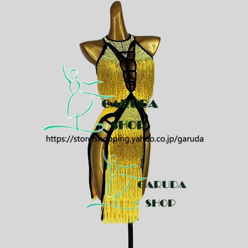 超美品★ラテンドレス★ファー★社交ダンス★競技★パーティー Garuda SHOP 社交ダンス高級衣装 ダンスドレス セミオーダー