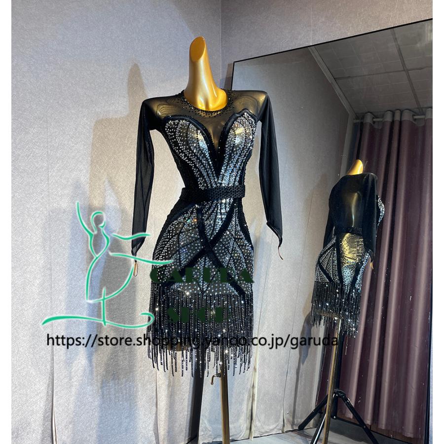 Garuda SHOP レディース社交ダンス衣装 競技ドレス ラテンドレス 高級品 発表会用演出服パーティードレス サイズ調整可 品番6626の画像