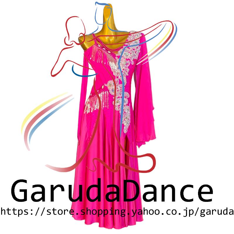 Garuda SHOP レディース社交ダンス衣装 競技ドレス ワルツドレス高級品 発表会用演出服パーティードレスワンピース セミオーダー可 品番6886の画像