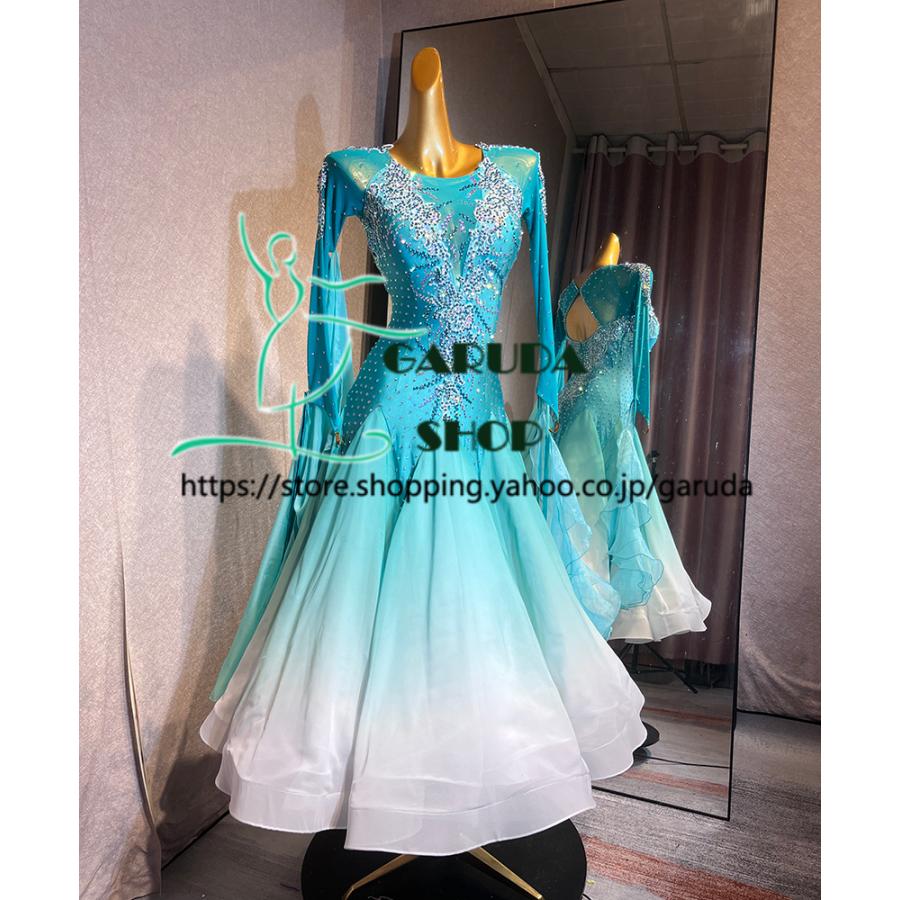 Garuda SHOP　レディース社交ダンス衣装　競技ドレス　ワルツドレス高級品　発表会用演出服パーティードレスワンピース　セミオーダー可　品番7031_2