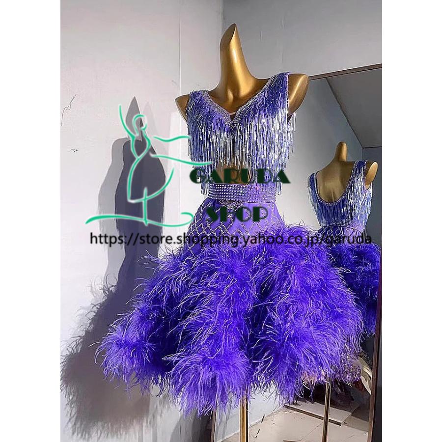 Garuda SHOP　レディース社交ダンス衣装　競技ドレス　ラテンドレス　高級品　発表会用演出服パーティードレス　サイズ調整可　セミオーダー　2色　品番7054_2