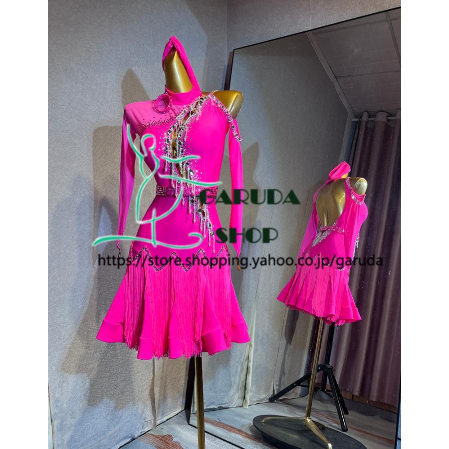 Garuda SHOP レディース社交ダンス衣装 競技ドレス ラテンドレス 高級品 発表会用演出服パーティードレス サイズ調整可 セミオーダー 品番7069の画像