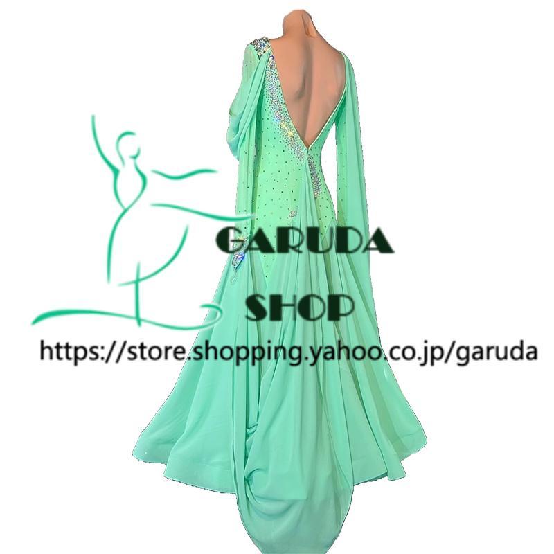 Garuda SHOP レディース社交ダンス衣装 競技ドレス ワルツドレス高級品 発表会用演出服パーティードレスワンピース セミオーダー可 2色 品番7303の画像