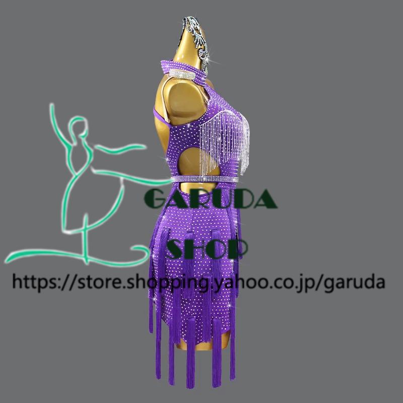 Garuda SHOP　レディース社交ダンス練習着　サイズ調整対応　ラテン練習ドレス競技試合レッスンウエア　スタンダードドレス　 ラテンドレス　品番7443_2