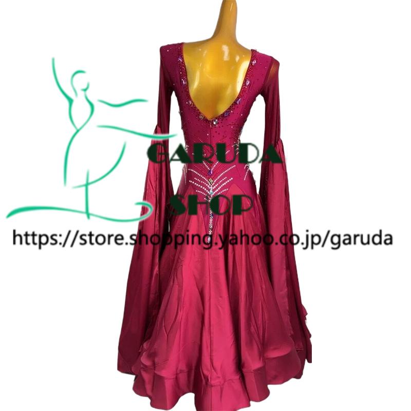 Garuda SHOP レディース社交ダンス衣装 競技ドレス モダンドレス高級ドレス 発表会用演出服パーティードレスワンピース セミオーダー可 品番7518の画像