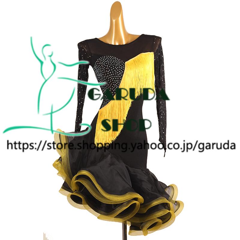 Garuda SHOP　レディース社交ダンス衣装　サイズ調整可　ラテン練習ドレス　競技レッスンウエア　パーティーダンス発表会ワンピース  2色　品番7580 | 