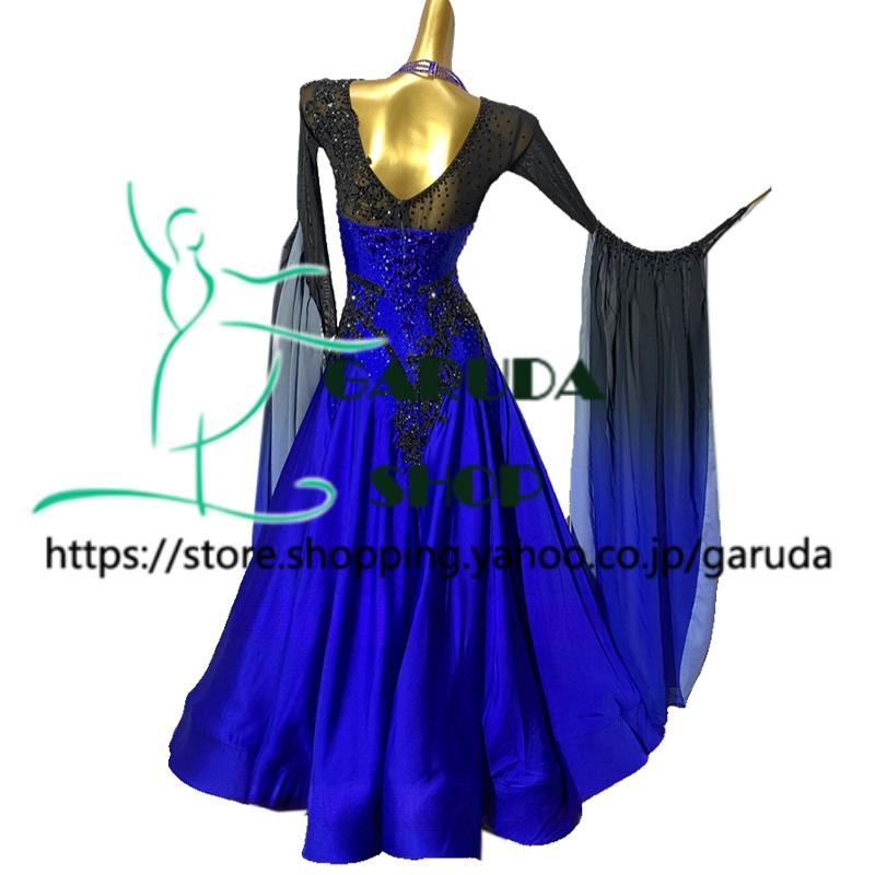 Garuda SHOP レディース社交ダンス衣装 競技ドレス モダンドレス高級ドレス 発表会用演出服パーティードレス 高級服 セミオーダー可 品番7728の画像