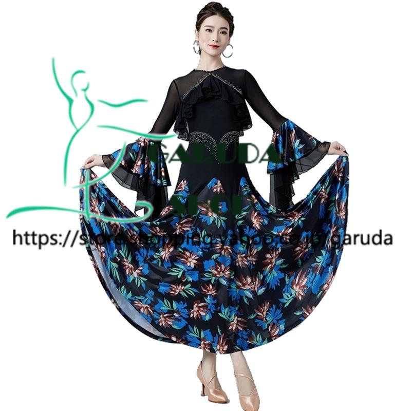 Garuda SHOP　社交ダンス衣装 レディースダンスレッスン練習ワンピースドレス＆ロングワンピース　パーティドレス　社交ダンス　モダンドレス　品番7847 | 