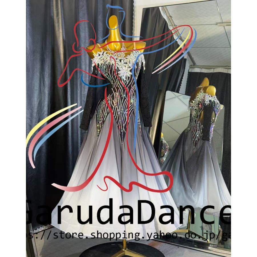Garuda SHOP　レディース社交ダンス衣装　競技ドレス　モダンドレス高級ドレス　発表会用演出服パーティードレス 高級服　セミオーダー可　品番7933_2