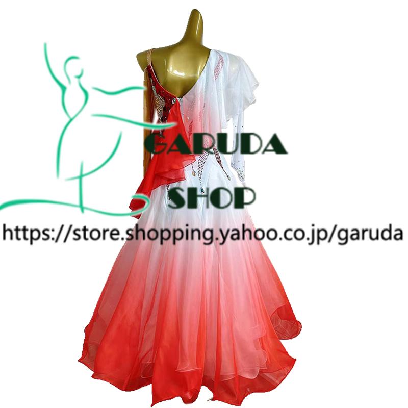 Garuda SHOP レディース社交ダンス衣装 競技ドレス モダンドレス高級ドレス 発表会用演出服パーティードレス 高級服 セミオーダー可 2色 品番7959の画像