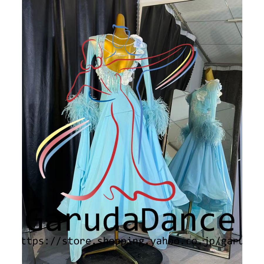 Garuda SHOP　レディース社交ダンス衣装　競技ドレス　モダンドレス高級ドレス　発表会用演出服パーティードレス 高級服　セミオーダー可　品番8023_1