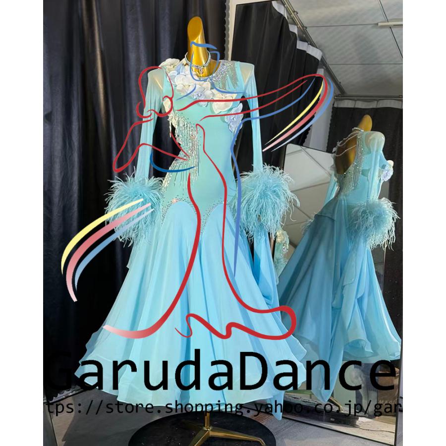 Garuda SHOP　レディース社交ダンス衣装　競技ドレス　モダンドレス高級ドレス　発表会用演出服パーティードレス 高級服　セミオーダー可　品番8023_2