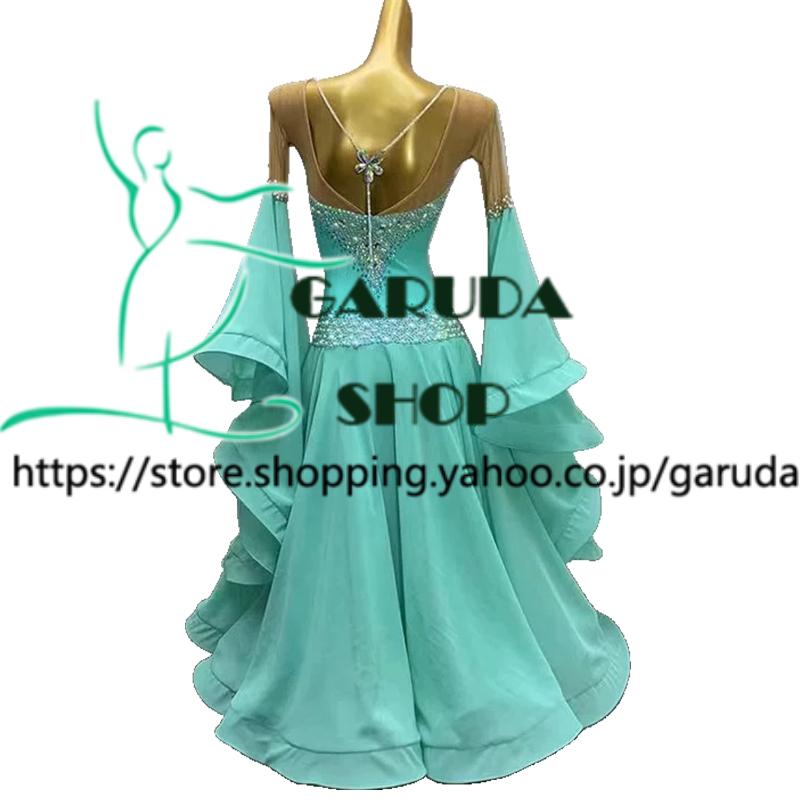 Garuda SHOP レディース社交ダンス衣装 競技ドレス モダンドレス高級ドレス 発表会用演出服  高級服 セミオーダー可 スタンダードドレス 品番8033の画像