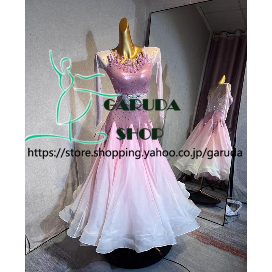 Garuda SHOP レディース社交ダンス衣装 競技ドレス モダンドレス高級ドレス 発表会用演出服  高級服 セミオーダー可 スタンダードドレス 品番8321の画像