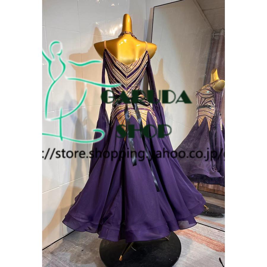 Garuda SHOP　レディース社交ダンス衣装　競技ドレス　モダンドレス高級ドレス　発表会用演出服　 高級服　セミオーダー可　スタンダードドレス　品番8342_1