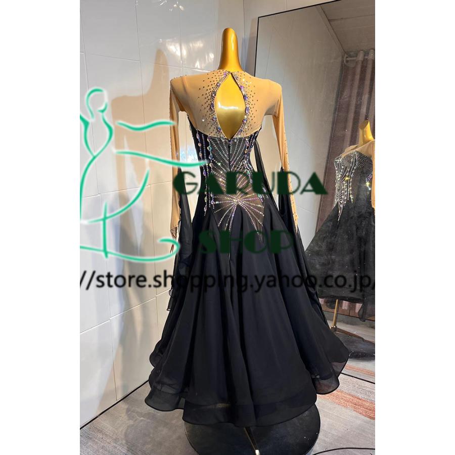 Garuda SHOP　レディース社交ダンス衣装　競技ドレス　モダンドレス高級ドレス　発表会用演出服　 高級服　セミオーダー可　スタンダードドレス　品番8414_1