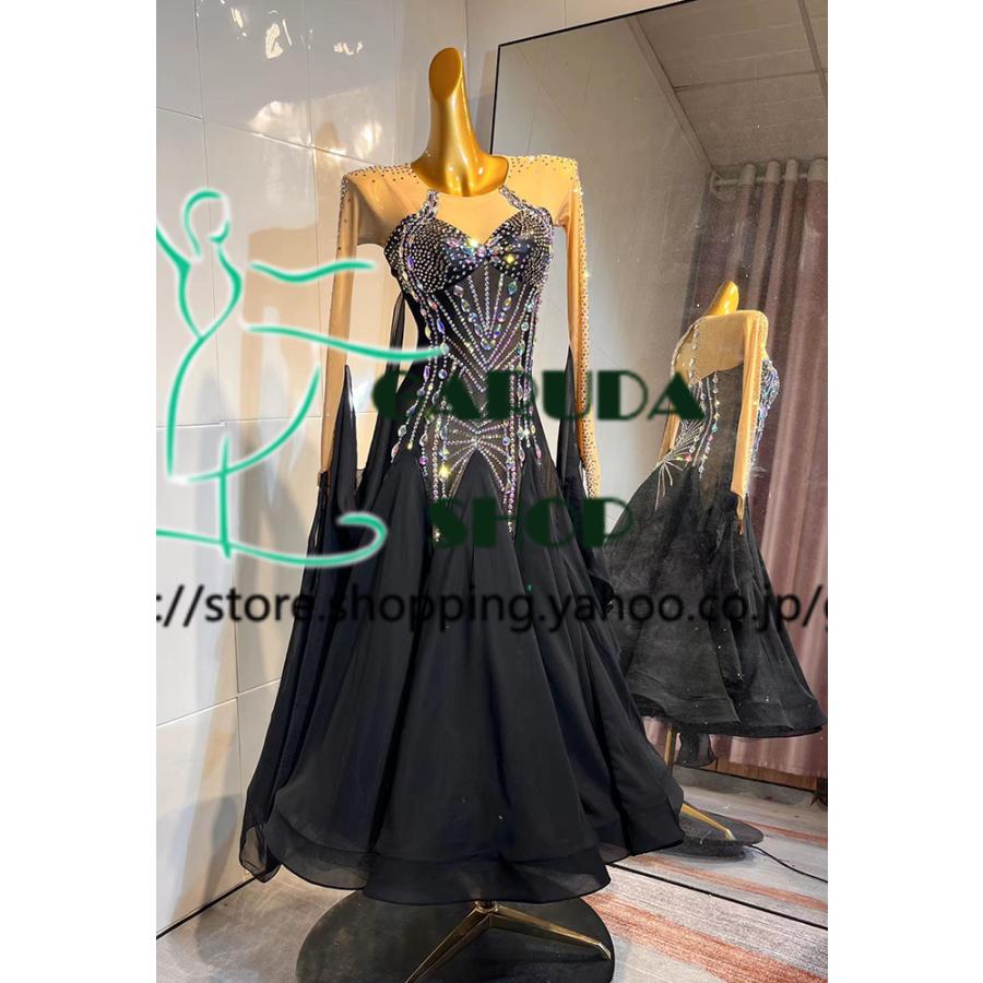 Garuda SHOP　レディース社交ダンス衣装　競技ドレス　モダンドレス高級ドレス　発表会用演出服　 高級服　セミオーダー可　スタンダードドレス　品番8414_2