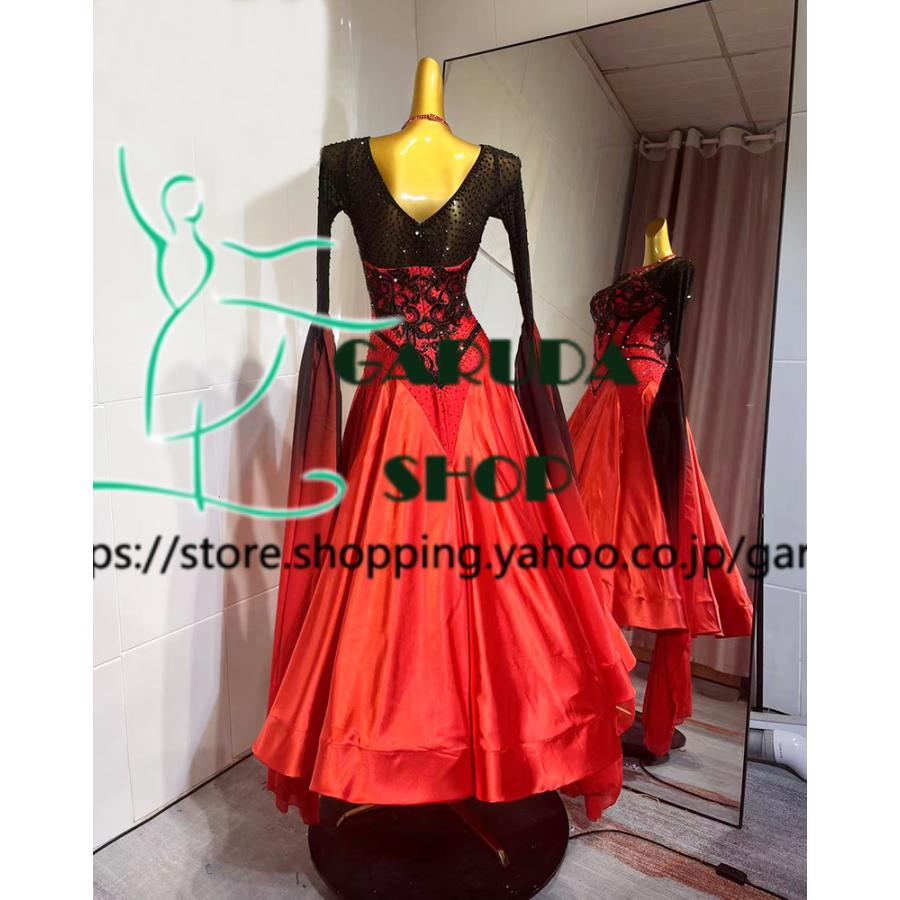 Garuda SHOP レディース社交ダンス衣装 競技ドレス モダンドレス高級ドレス 発表会用演出服  高級服 セミオーダー可 スタンダードドレス 品番8586の画像