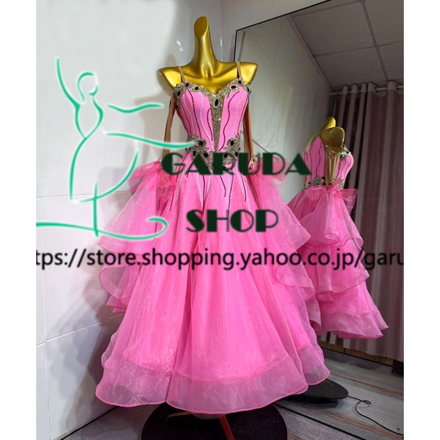 Garuda SHOP レディース社交ダンス衣装 競技ドレス モダンドレス高級ドレス 発表会用演出服  高級服 セミオーダー可 スタンダードドレス 品番8742の画像