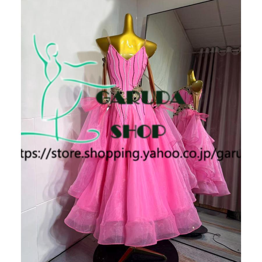Garuda SHOP レディース社交ダンス衣装 競技ドレス モダンドレス高級ドレス 発表会用演出服  高級服 セミオーダー可 スタンダードドレス 品番8742の画像