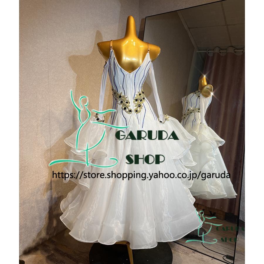 Garuda SHOP レディース社交ダンス衣装 競技ドレス モダンドレス高級ドレス 発表会用演出服  高級服 セミオーダー可 スタンダードドレス 品番8742の画像
