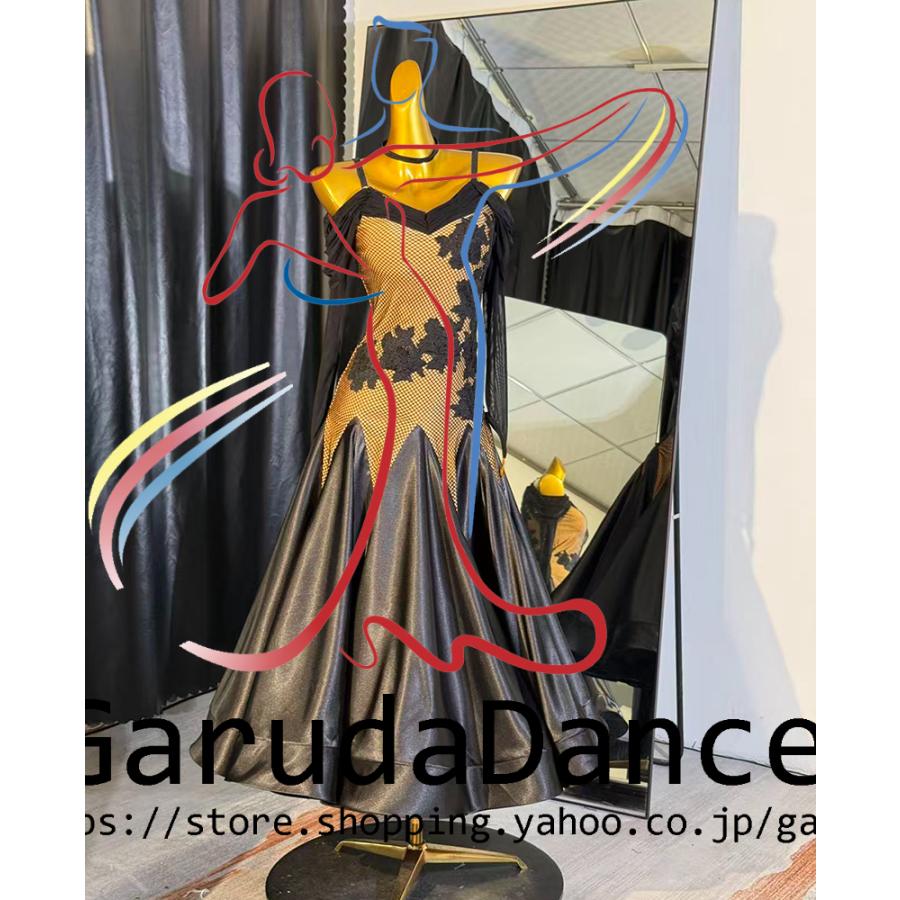 Garuda SHOP　レディース社交ダンス衣装　モダンドレス　パーティードレス　ダンス練習ドレス　大きいサイズ　スタンダードドレス　セミオーダー可　品番8876_8