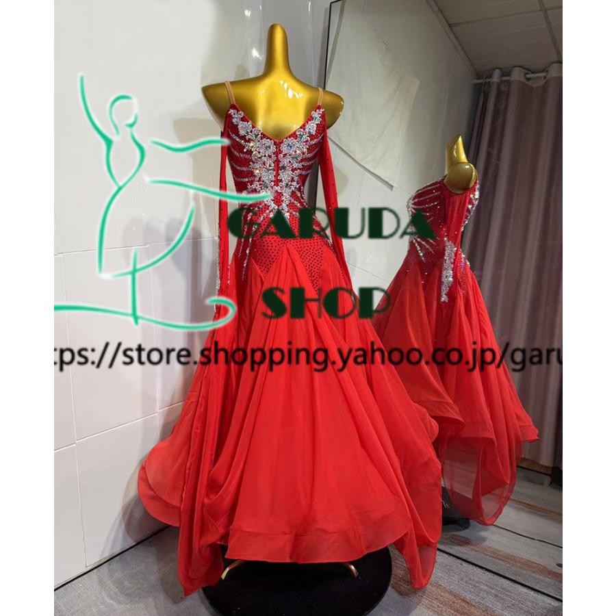 Garuda SHOP　レディース社交ダンス衣装　競技ドレス　モダンドレス高級ドレス　発表会用演出服　 高級服　セミオーダー可　スタンダードドレス　品番8927_1