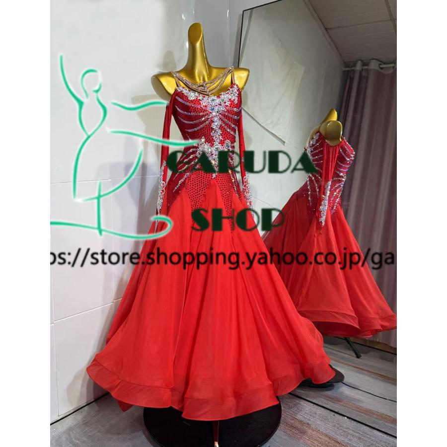 Garuda SHOP　レディース社交ダンス衣装　競技ドレス　モダンドレス高級ドレス　発表会用演出服　 高級服　セミオーダー可　スタンダードドレス　品番8927_2