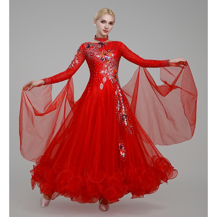 Garuda SHOP　社交ダンス衣装女性モダンドレス　発表会ワルツドレス　モダン競技試合ワンピース　スタンダードドレス　サイズ調整対応  品番8943 |  | 02