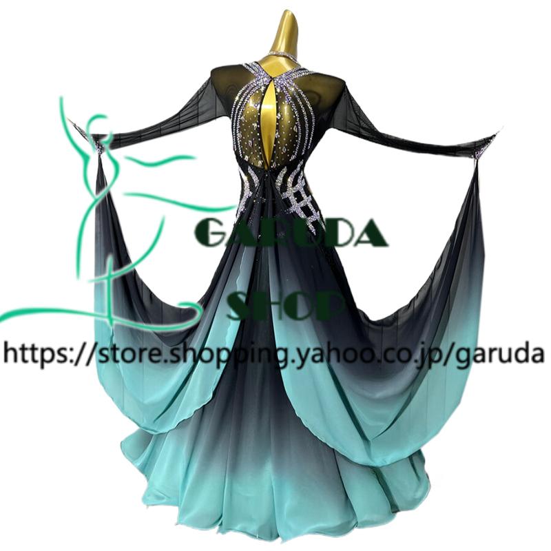 Garuda SHOP　レディース社交ダンス衣装　競技ドレス　モダンドレス高級ドレス　発表会用演出服　 高級服　セミオーダー可　スタンダードドレス　品番8959_1