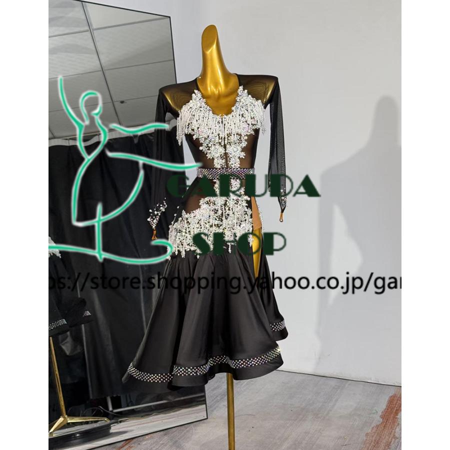 Garuda SHOP　社交ダンス高級衣装　セミオーダードレス　ラテン競技高級ドレス パーティードレス　社交ダンス衣装ラテン　 社交ダンス衣装ルンバ　 品番8985_2