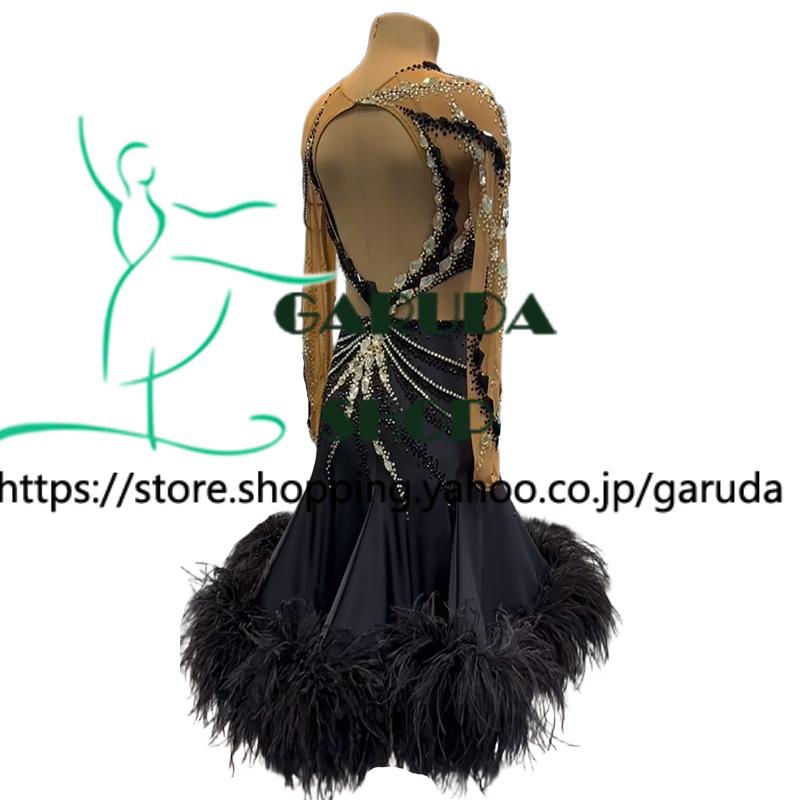 Garuda SHOP　社交ダンス高級衣装　セミオーダードレス　ラテン競技高級ドレス パーティードレス　社交ダンス衣装ラテン　 社交ダンス衣装ルンバ　 品番9035_1