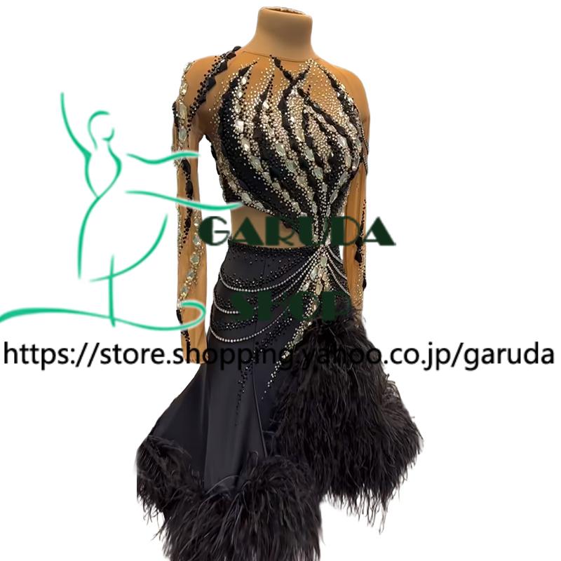 Garuda SHOP　社交ダンス高級衣装　セミオーダードレス　ラテン競技高級ドレス パーティードレス　社交ダンス衣装ラテン　 社交ダンス衣装ルンバ　 品番9035_2