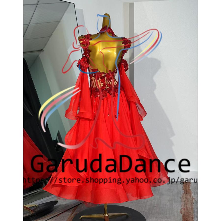 Garuda SHOP　レディース社交ダンス衣装　競技ドレス　モダンドレス高級ドレス　発表会用演出服　 高級服　セミオーダー可　スタンダードドレス　品番9038_1